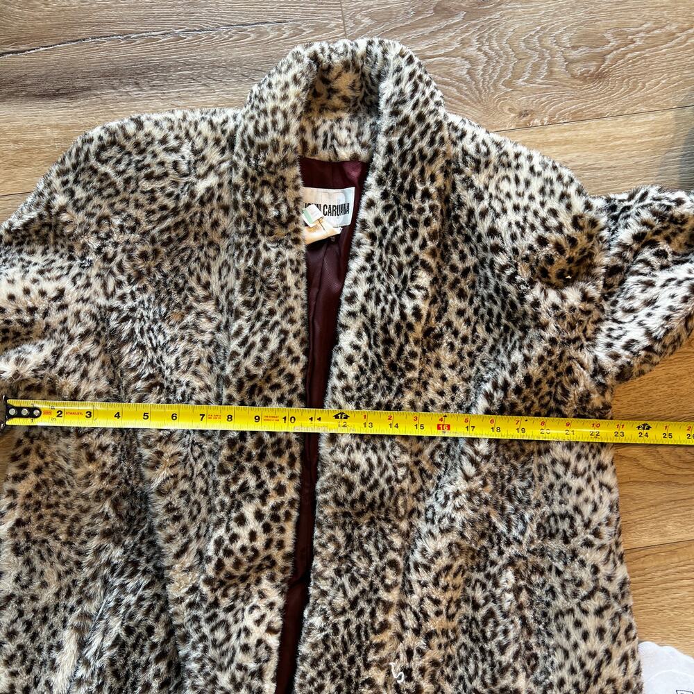 JOHN CARUANA Women's Vintage Leopard Faux Fur Coat Size M - Picture 4 of 8
